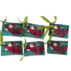 Handmade Christmas Festive Santa Gift Tags Set of 6 Gift Wrapping Ideas Holiday